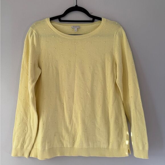 Talbots 100% Cotton Yellow Knit Sweater Size Small - Picture 1 of 7
